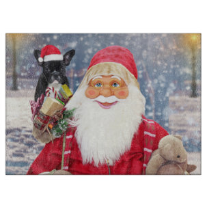 Planche À Découper Le Père Noël et Cadeaux de Noël Chien-taureau fran