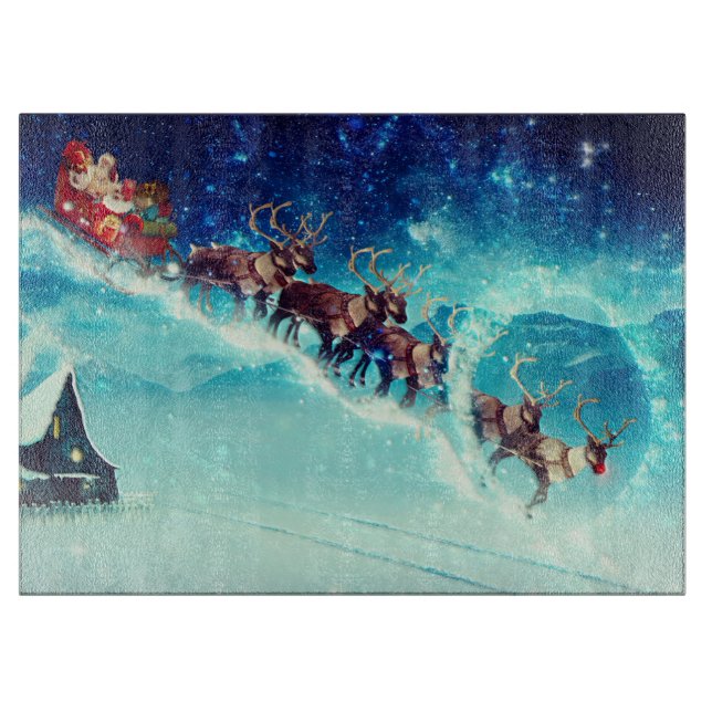 Planche À Découper Le Père Noël vole avec un renne (Devant)