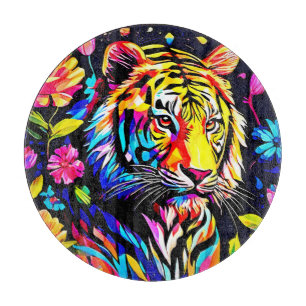 Planche À Découper Le tigre dans un rêve floral