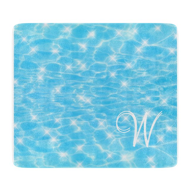 Planche À Découper L'eau ondule les textures d'eau moderne chic monog (Devant)