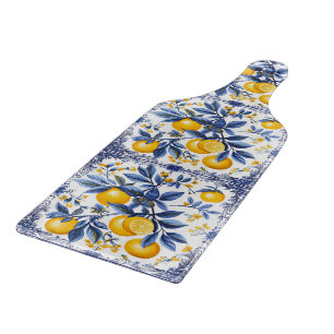 Planche À Découper 🍋 Lemon Azulejo avec éléments bleus