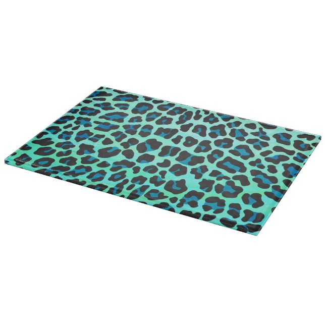 Planche À Découper Léopard noir et Turquoise (Coin)
