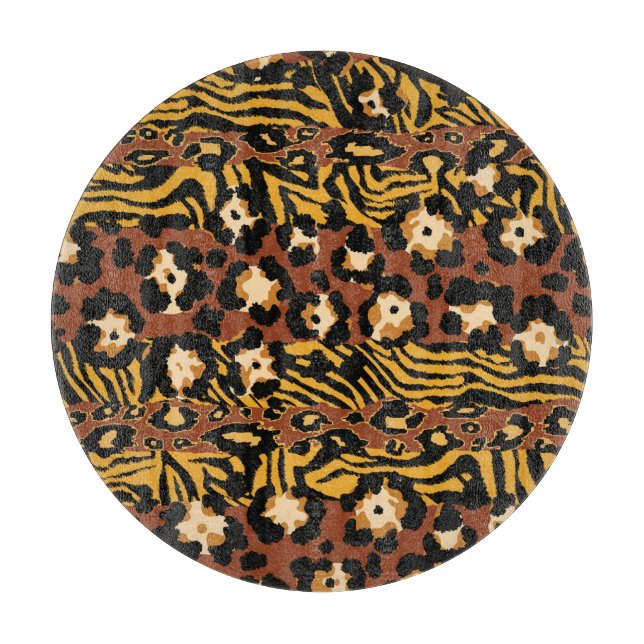 Planche À Découper Léopard, peaux de tigre, motif sauvage. (Devant)