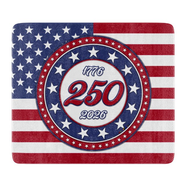 Planche À Découper Les 250 ans d'Amérique avec le drapeau des États-U (Devant)