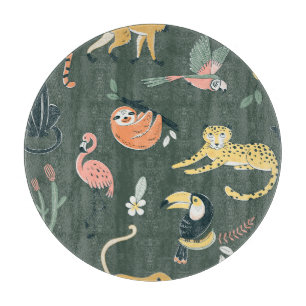 Planche À Découper Les animaux de la jungle Faune de la flore Vintage