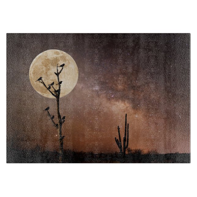 Planche À Découper Les déserts | Cactus Saguaro avec oiseaux dans le  (Devant)