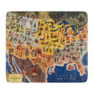 Planche À Découper Les Etats-Unis tracent - les vacances et le jeu