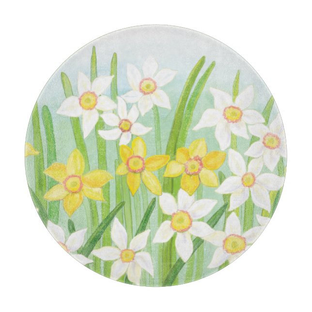 Planche À Découper Les jonquilles jaunes et blanches au printemps (Devant)
