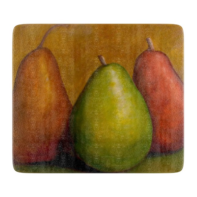 Planche À Découper "Les Trois Amis" Trio de poires vibrant (Devant)