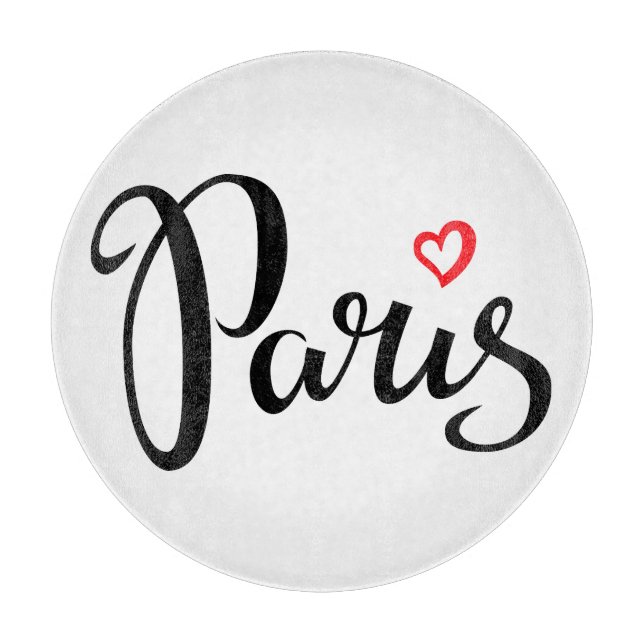 Planche À Découper Lettrage de brosse de Paris avec le coeur (Devant)