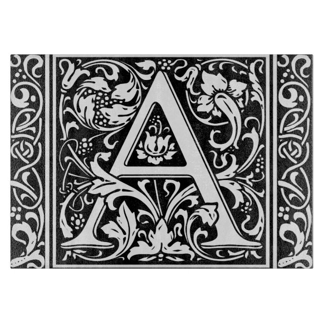 Planche À Découper Lettre A Monogramme Médiéval Art Nouveau (Devant)