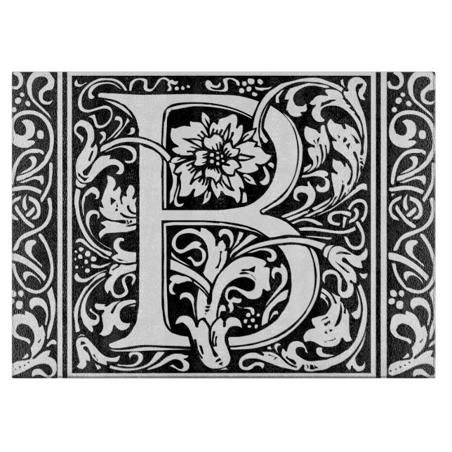 Planche À Découper Lettre B Monogramme Art Nouveau Médiéval (Devant)