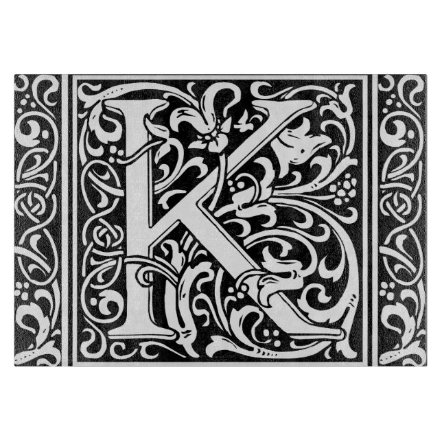 Planche À Découper Lettre K Monogramme Art Nouveau Médiéval (Devant)