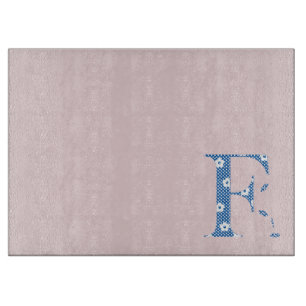 Planche À Découper LETTRE Motif Fleur F(bleu)
