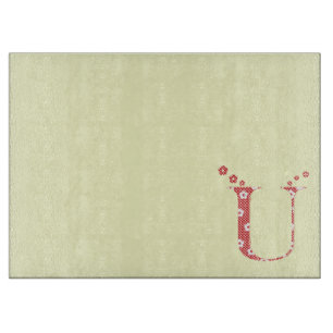 Planche À Découper LETTRE Motif Fleur U(rouge)