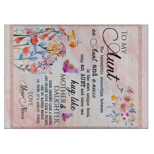 Planche À Découper Lettre personnalisée à ma tante (Devant)