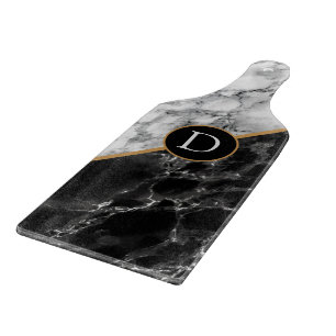 Planche À Découper LETTRE PERTINENTE DE LA CARTE NOIRE ET Marbre blan