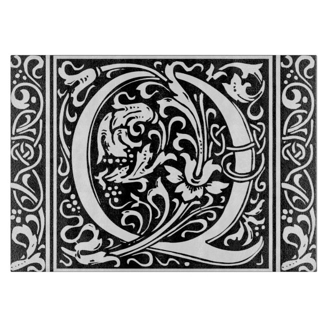 Planche À Découper Lettre Q Monogramme médiéval Art Nouveau (Devant)