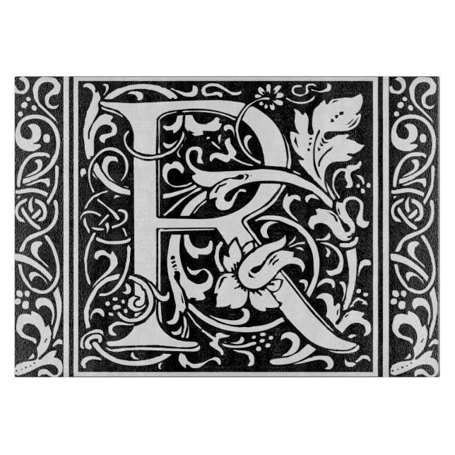 Planche À Découper Lettre R Monogramme Art Nouveau Médiéval (Devant)