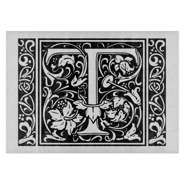 Planche À Découper Lettre T Monogramme Art Nouveau Médiéval (Devant)
