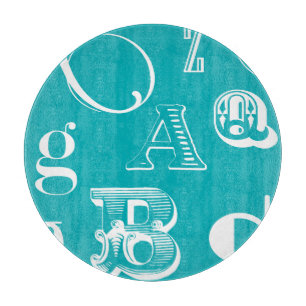 Planche À Découper Lettres décoratives sur Arrière - plan bleu