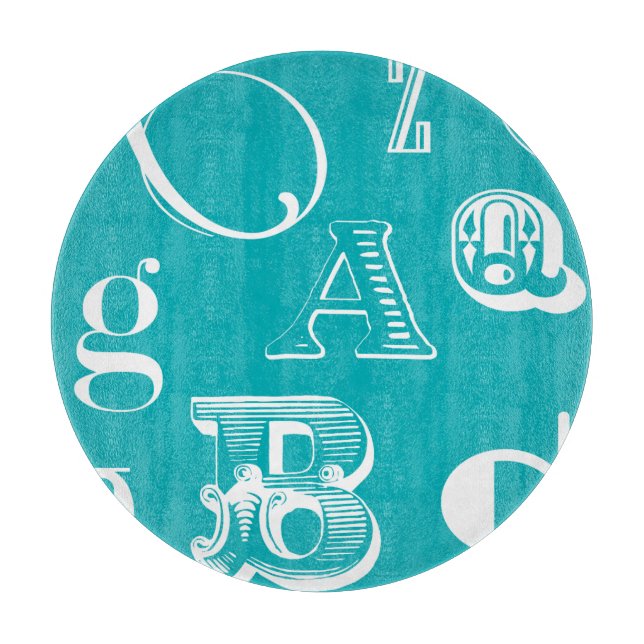 Planche À Découper Lettres décoratives sur Arrière - plan bleu (Devant)