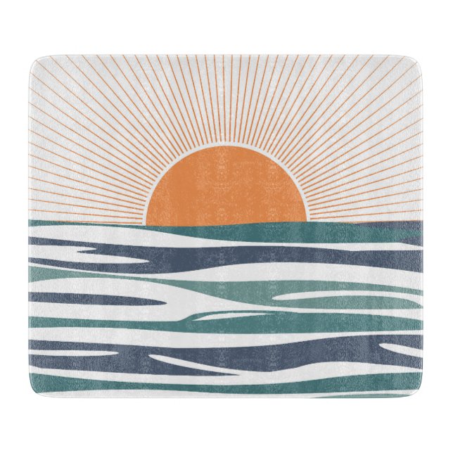 Planche À Découper Lever du soleil au bord de la mer (Devant)