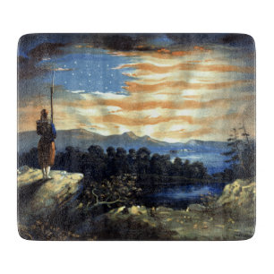 Planche À Découper Lever du soleil céleste du drapeau américain dans 