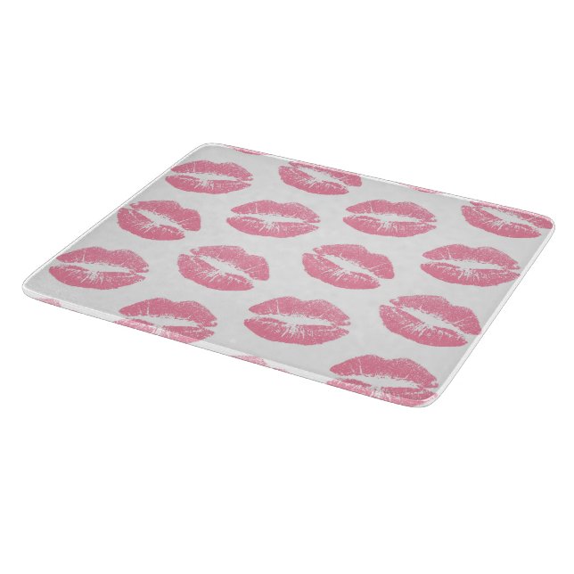 Planche À Découper Lèvres roses, motif de lèvres, rouge à lèvres rose (Coin)