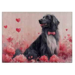 Planche À Découper Lévrier Afghan avec des Roses - Saint-Valentin