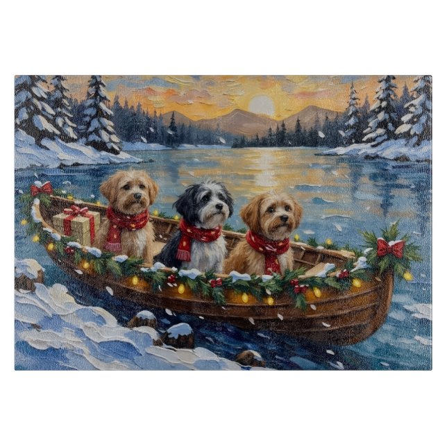 Planche À Découper Lhasa Apso Bateau de Noël Vacances (Devant)