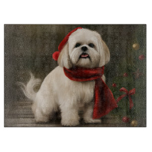 Planche À Découper Lhasa Apso Chien dans Noël de neige