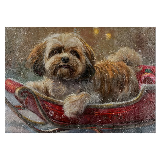 Planche À Découper Lhasa Apso Chien Fête de Noël (Devant)
