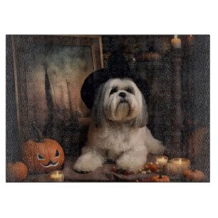 Planche À Découper Lhasa Apso Citrouilles Halloween Épouvantable