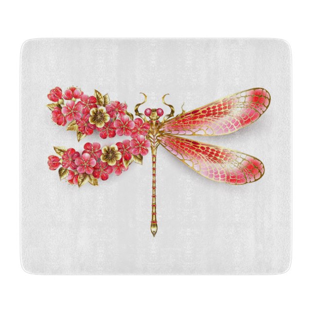 Planche À Découper Libellule fleur avec bijoux sakura (Devant)