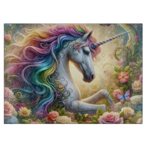 Planche À Découper Licorne Florale Majestueuse