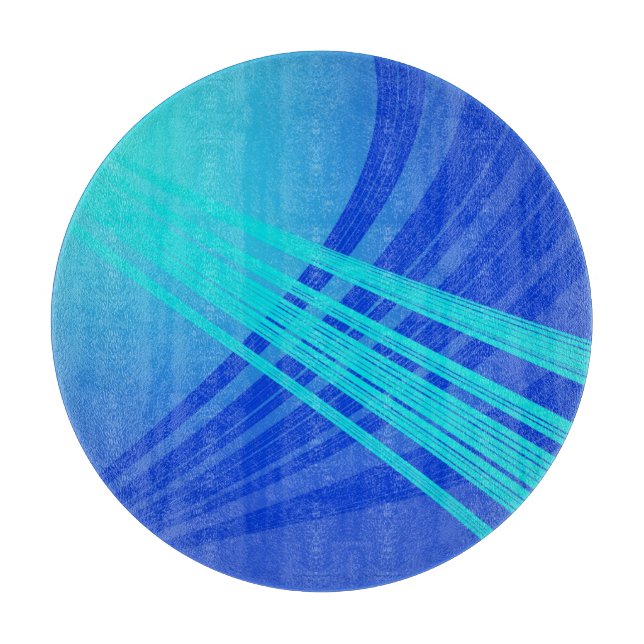 Planche À Découper Lignes Abstraites bleues et Turquoises (Devant)