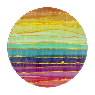 Planche À Découper Lignes arc-en-ciel : composition de luxe abstraite