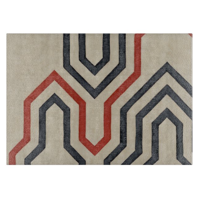 Planche À Découper Lignes graphiques orange et bleu (Devant)