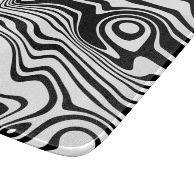 Planche À Découper Lignes noires et blanches Abstraites - personnalis (Coin)