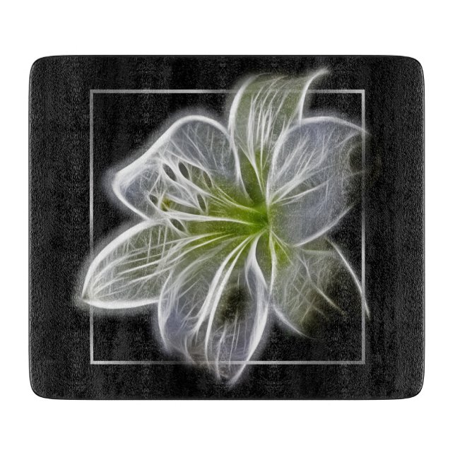 Planche À Découper Lily blanc époustouflant Art fractal Noir (Devant)