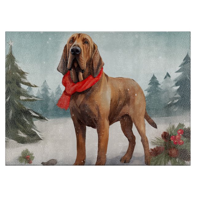 Planche À Découper Limier de Sang dans la neige de Noël (Devant)