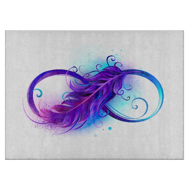 Planche À Découper L'infini avec plume violette (Devant)