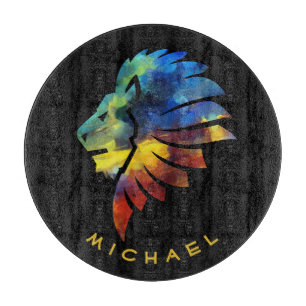 Planche À Découper Lion abstrait couleur art roi couronne pour hommes