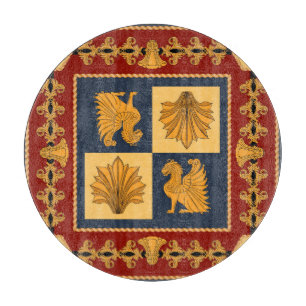 Planche À Découper Lions d'or : design foulard Art Nouveau