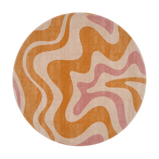 Planche À Découper Liquide Swirl Retro Vibe orange et rose croustilla (Devant)