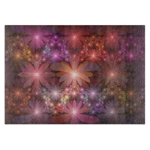 Planche À Découper Lit De Fleurs Coloré Brillant Art Fractal Abstrait