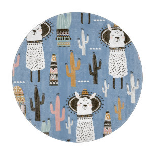 Planche À Découper Llama, Cactus, Motif d'éléments à main.