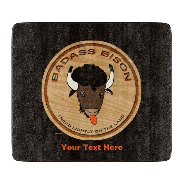 Planche À Découper Logo de la ferme de bisons de Badass (Devant)