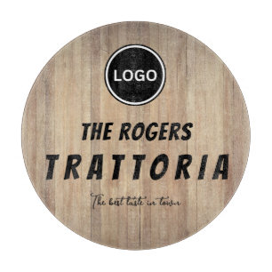 Planche À Découper Logo de l'entreprise en bois rustique Trattoria